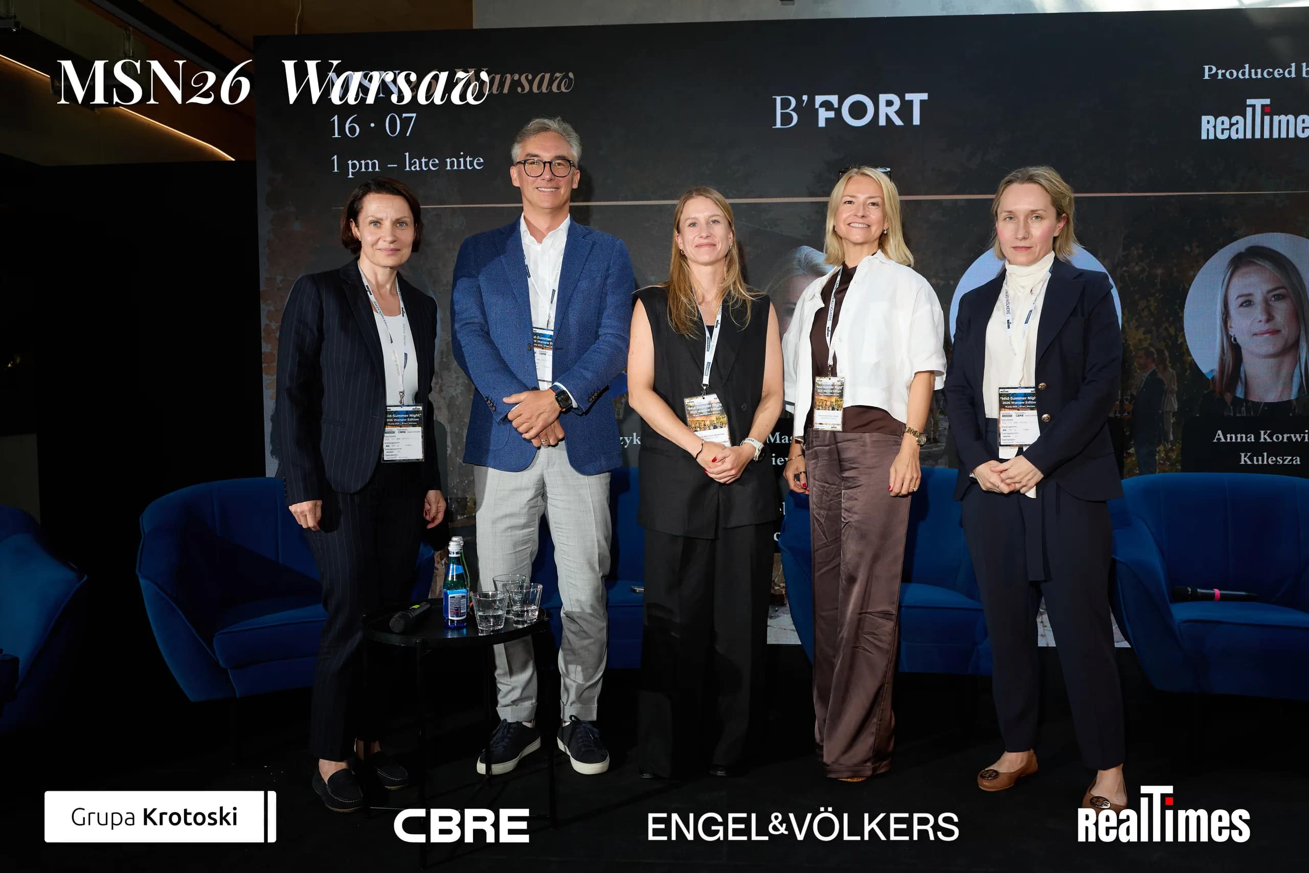 Mid-Summer Night 2026 at B'Fort, Warsaw: panelists handshake on stage, not awards