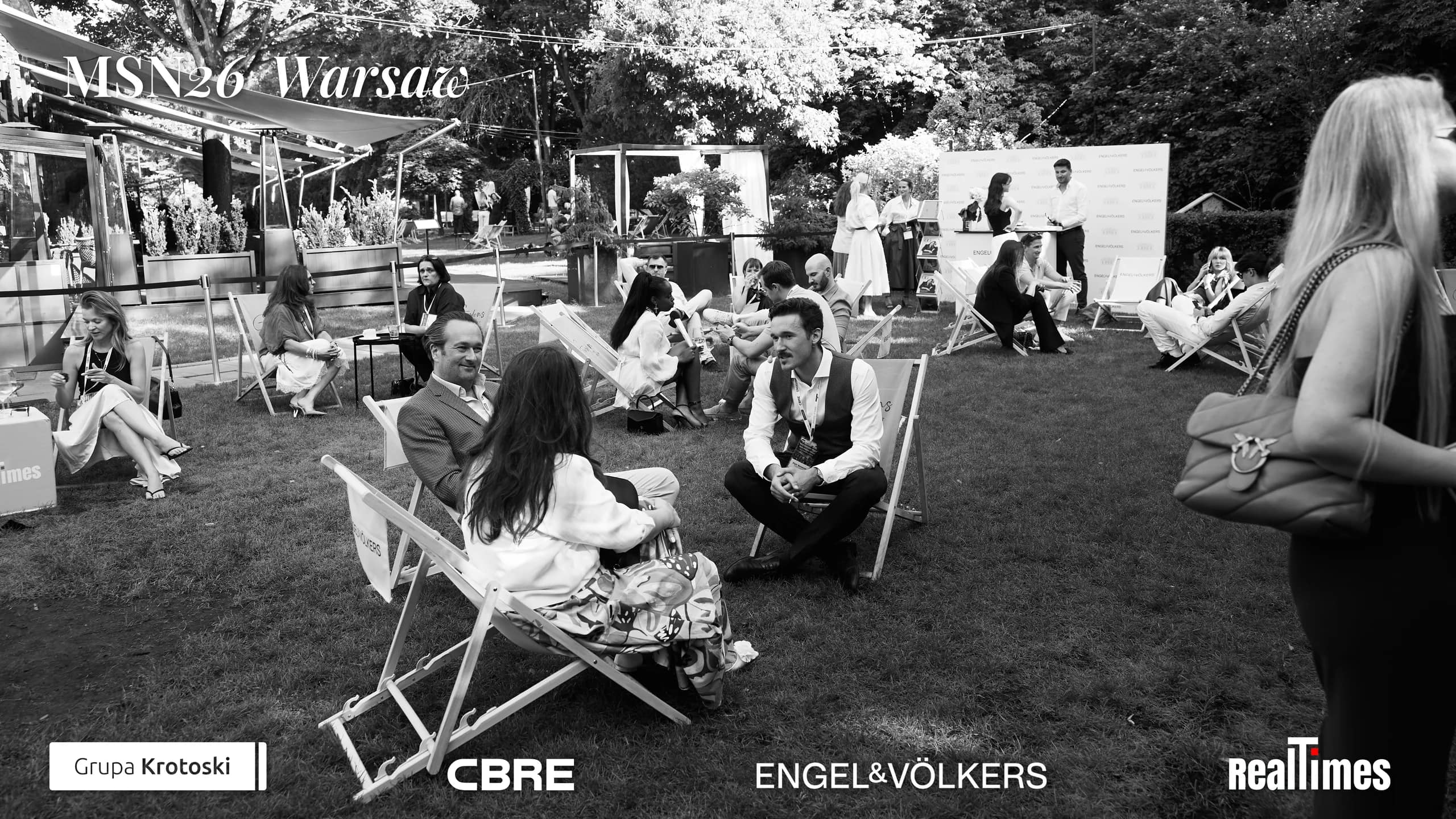 Mid-Summer Night 2026 at B'Fort, Warsaw: b&w garden deckchair lounge