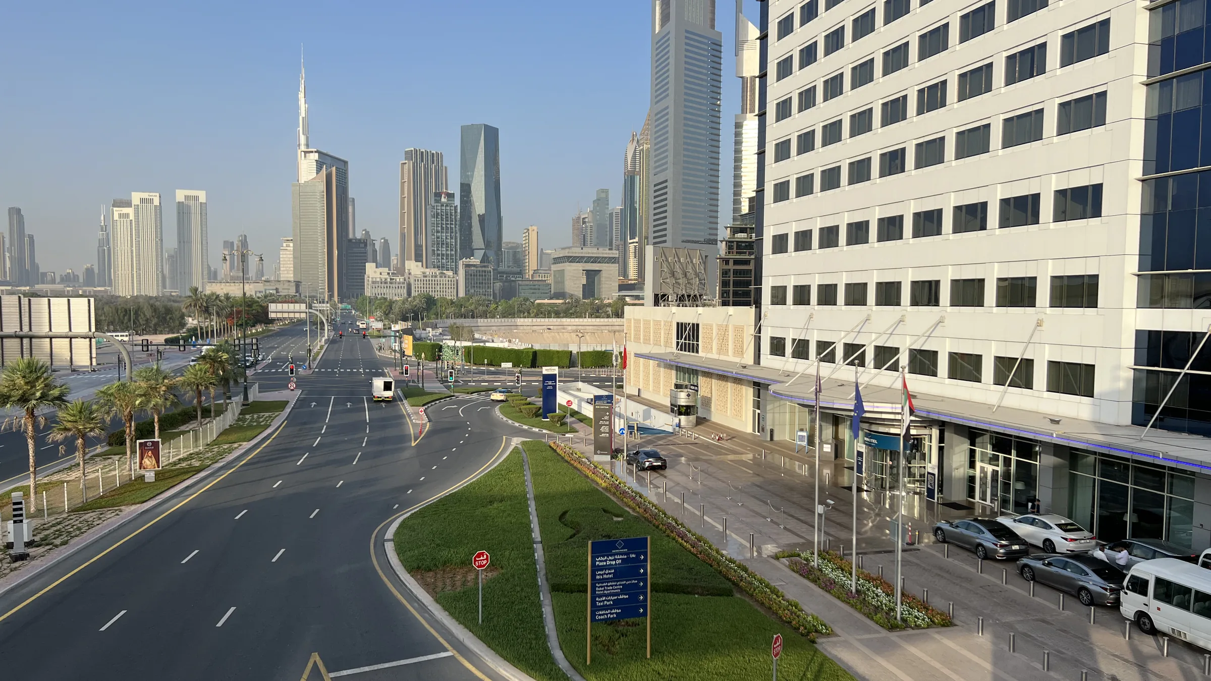 Office towers along Sheikh Zayed Road near the World Trade Centre, the district banks lend against