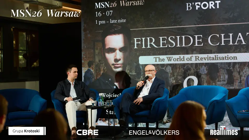 Mid-Summer Night 2026 at B'Fort, Warsaw: Fireside Chat screen, host and guest