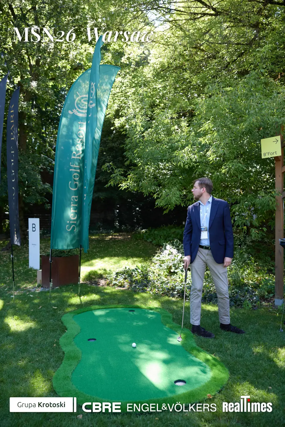 Mid-Summer Night 2026 at B'Fort, Warsaw: mini-golf activation, Sierra Golf banner